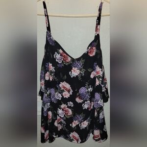 Torrid‎ 2X Handkerchief Cami Black Floral Tank Top